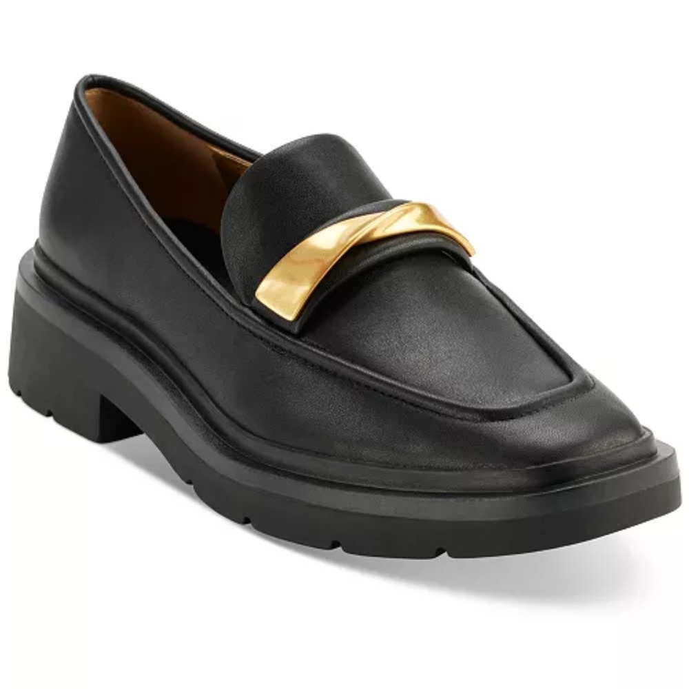 Donna Karan Black and Gold Slip-On Sabina black Loafers US 10/ EU 41 new w/box